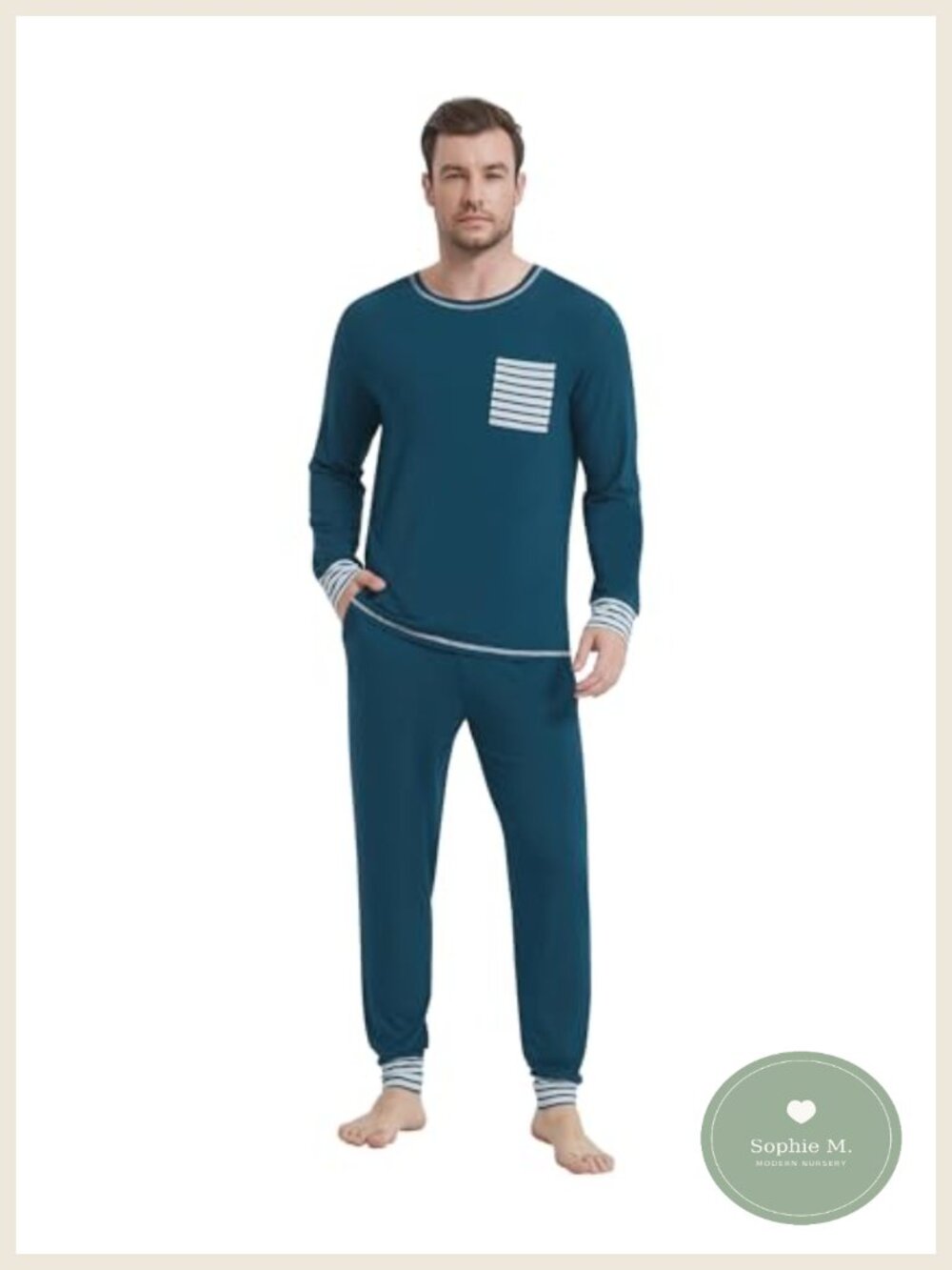 Men's Pajama Set Viscose Made from Bamboo Henley Sleep Set